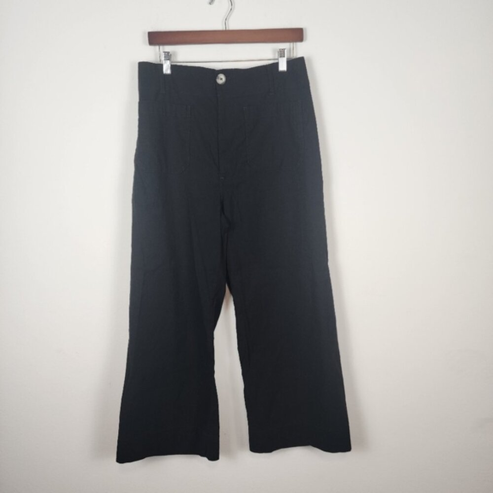 Maeve The Colette Viscose Linen Blend Black Wide Leg Pants Women's Size 32